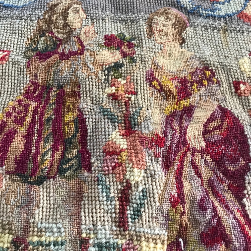 Vintage | Courting Needlepoint Tapestry Panel - Picture 4 of 6